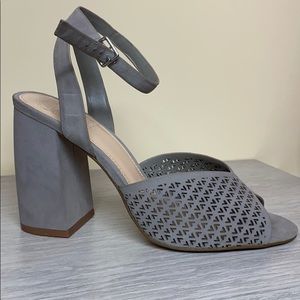 Suede peep toe wedges